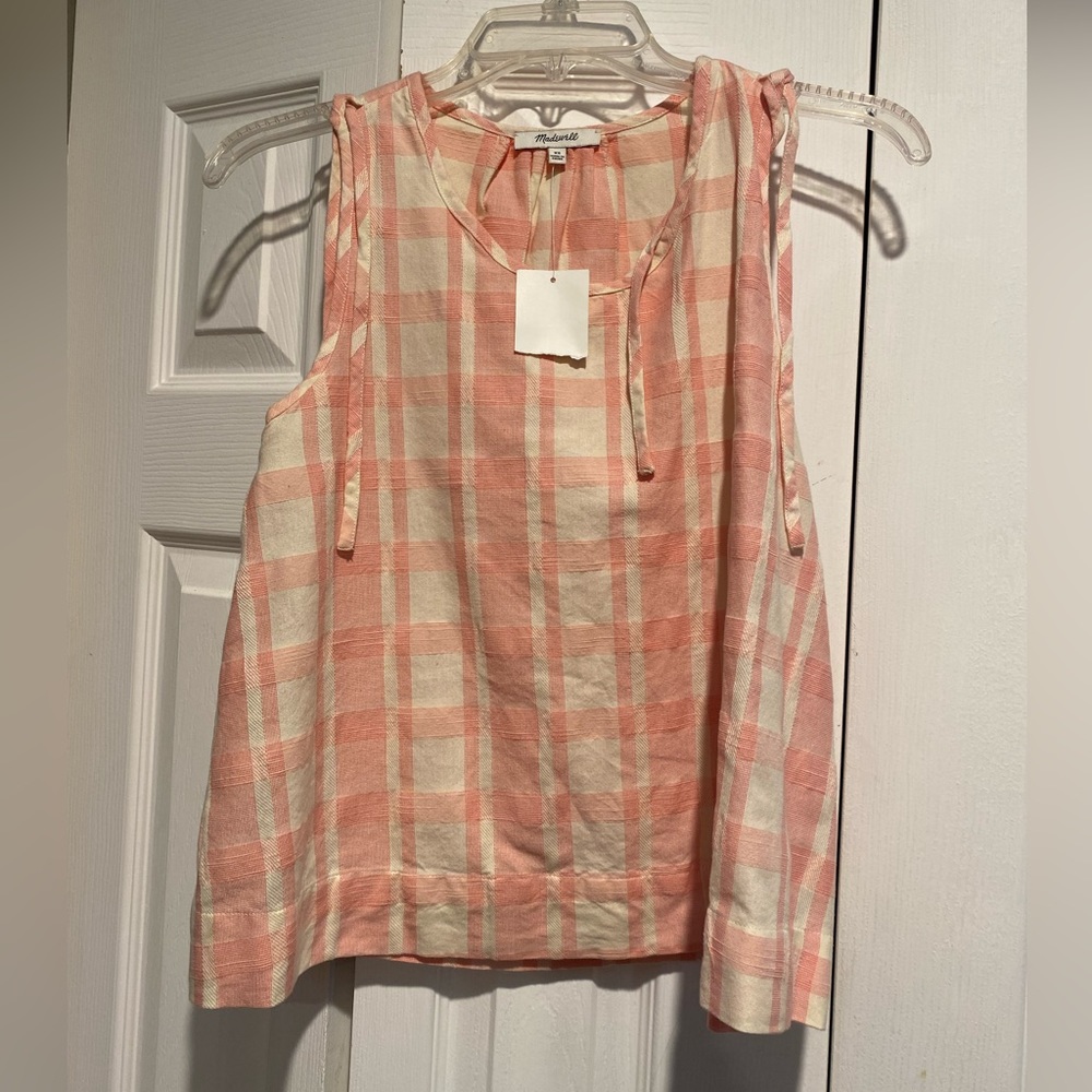 NWT Madewell pink and cream top